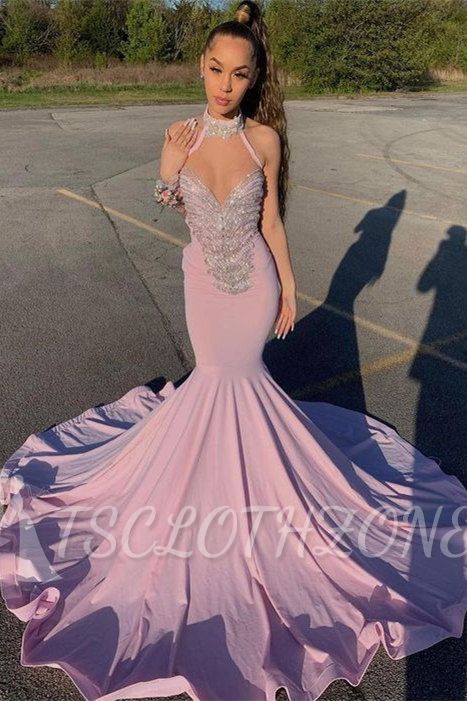 Elegant sweetheart Pink sequined mermaid prom dress