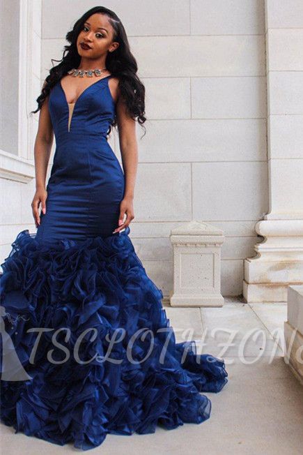 V-Neck Prom Dress | Ruffles Mermaid Evening Dress