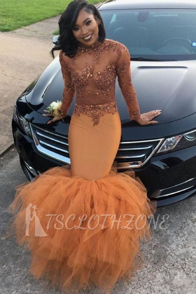 Modest Lace Appliques Mermaid Long Sleeve | Prom Dress BA8084 BK0
