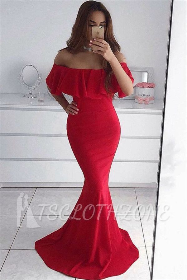 Off The Shouder Red Formal Dress Cheap Mermaid 2022 Cheap Long Evening Dress