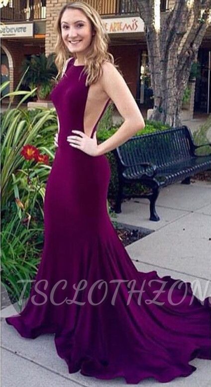 Sexy Open Back 2022 Evening Dresses Mermaid Cutaway Prom Dress with Long Train