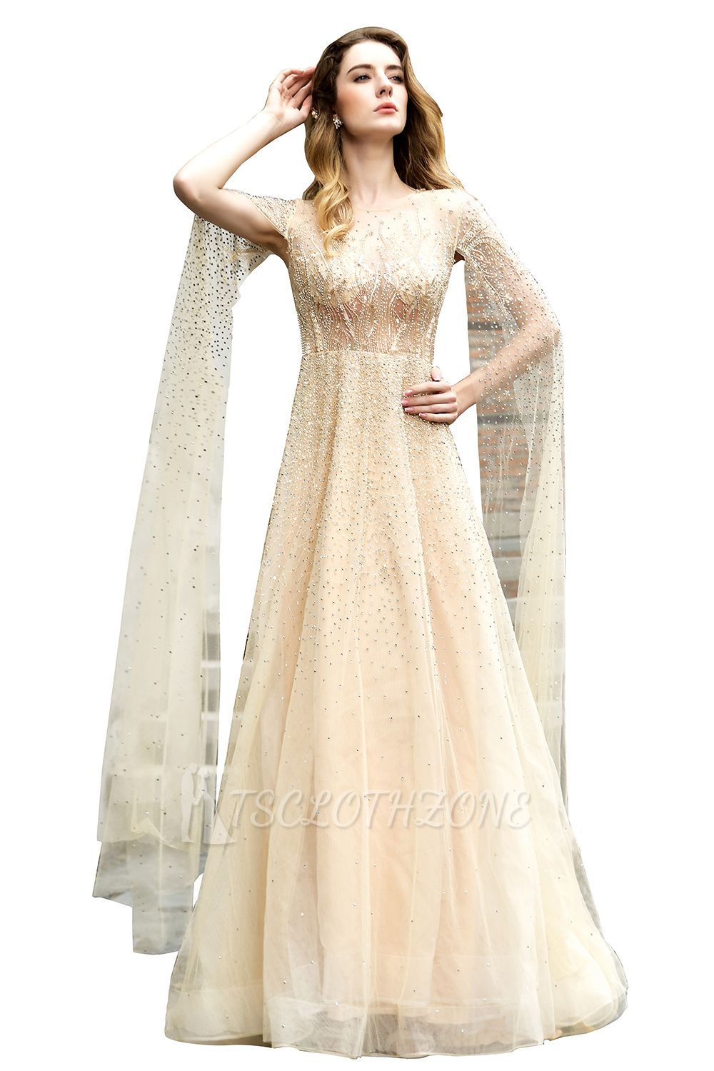 Archibald | Womens Custom Made Luxury Shawl Sequined Prom Dress