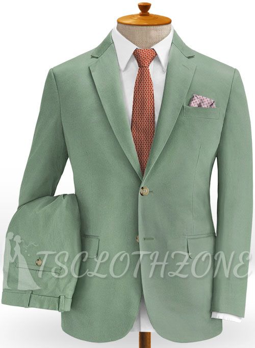 New spring green chino suit | two-piece summer suit