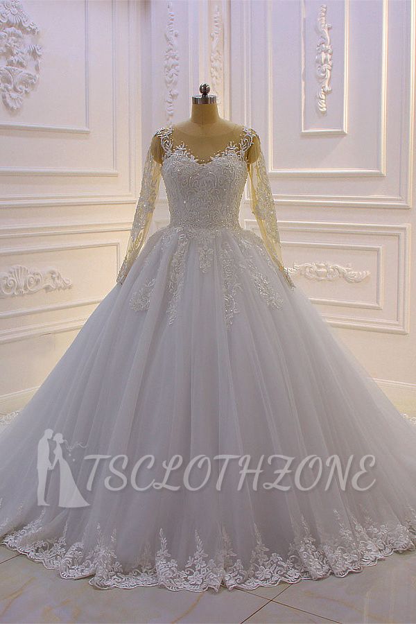 Trendy Sweetheart Long sleeves Ivory Ball Gown Wedding Dress