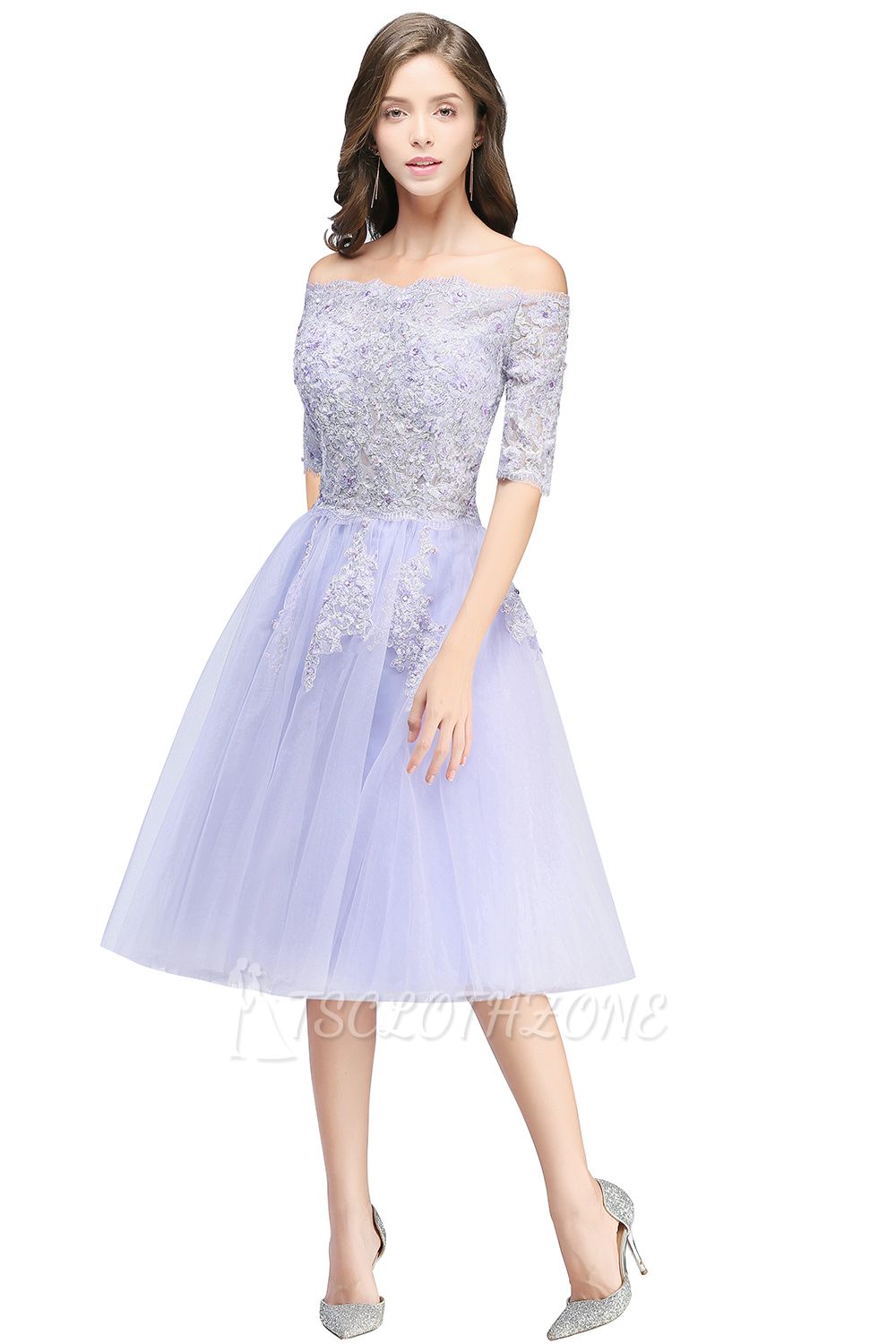 A-line applique tulle ball gown