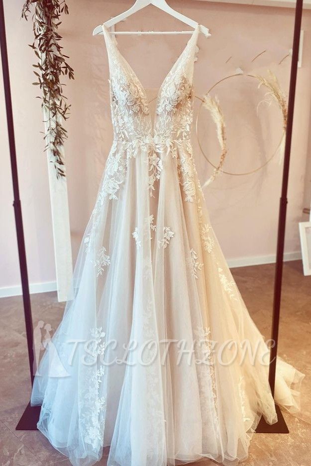 Simple wedding dress Boho | Wedding dresses a line lace