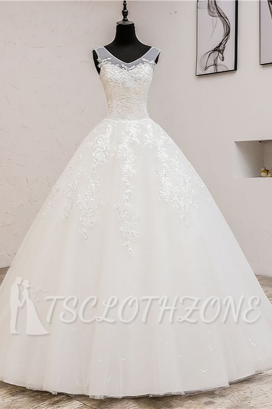 TsClothzone Glamorous Sweetheart Tulle Lace Wedding Dress Ball Gown Sleeveless Appliques Ball Gowns On Sale