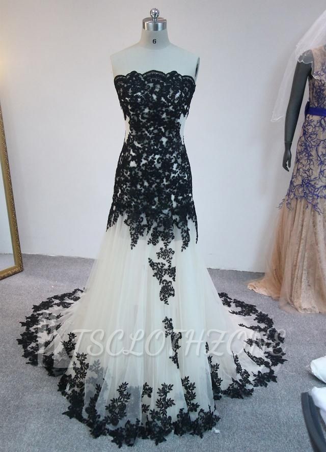 Latest Strapless Court Train Lace Prom Dress Custom Made Tulle Formal Occasion Dresses