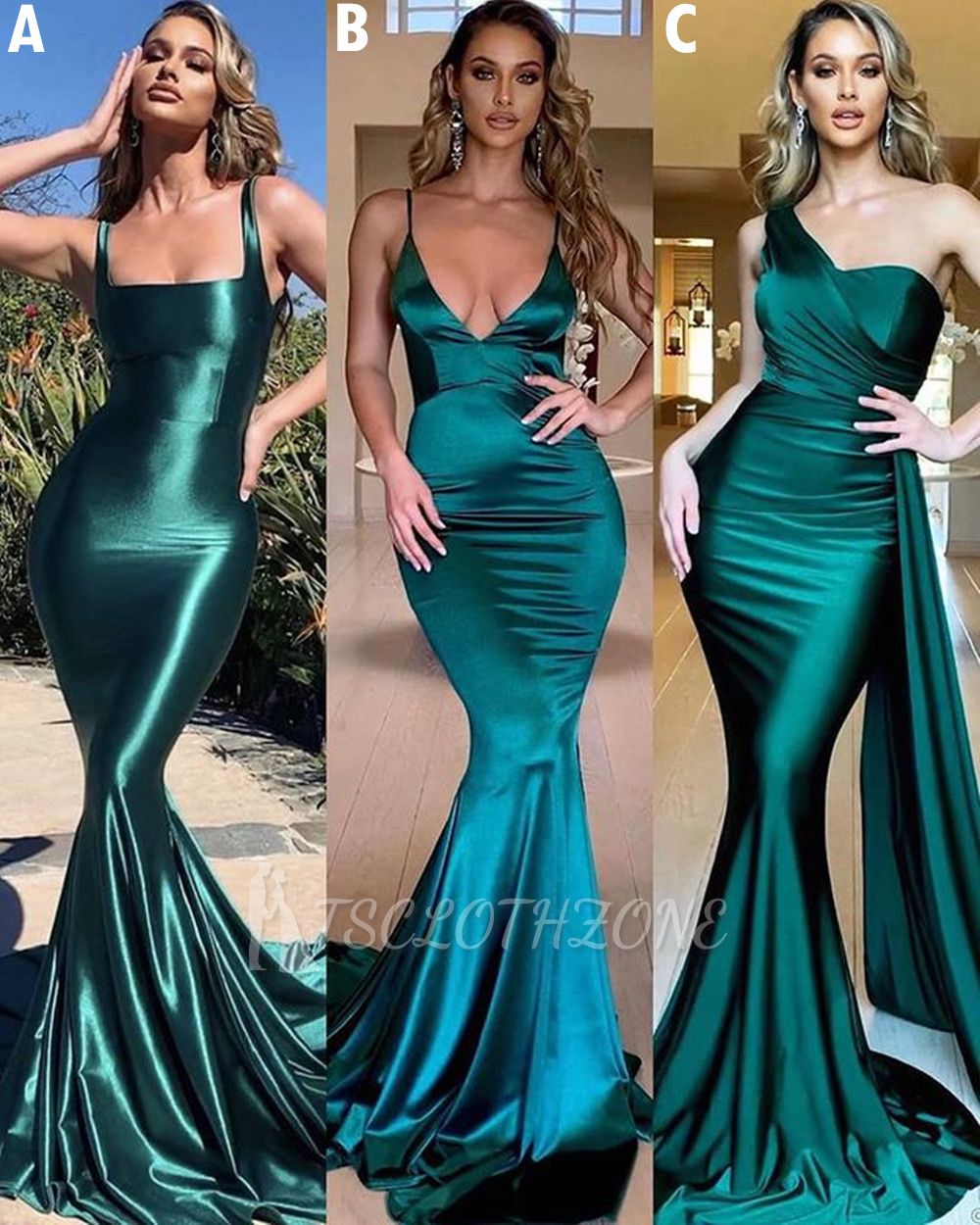 Satin Mermaid Floor-Length Sleeveless Prom Dress