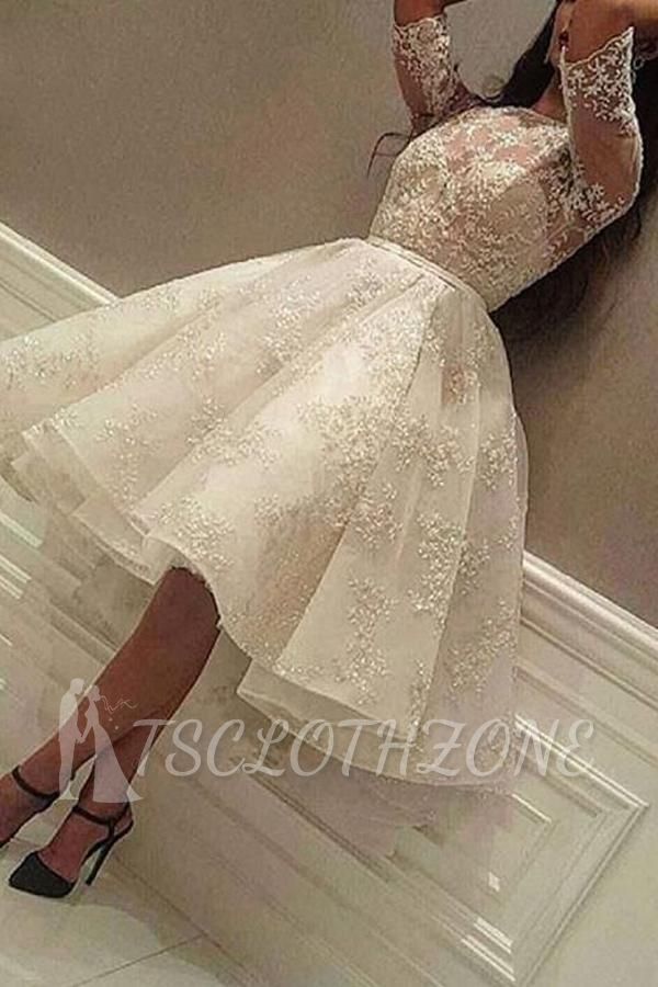 Elegantes kurzes Brautkleid aus Spitze mit Ärmeln