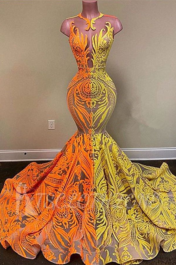 Pailletten-Abschlussballkleid im Meerjungfrau-Stil mit Illusionsausschnitt und halben Ärmeln