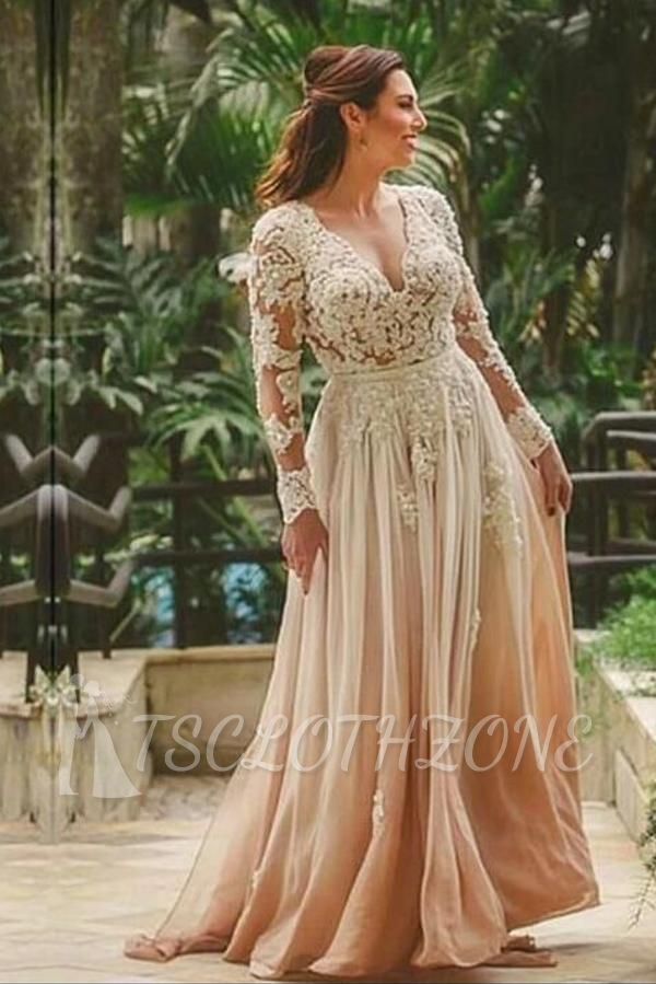 Sexy Sweetheart Coloum Long Sleeve Backless Boho Chiffon Wedding Dresses