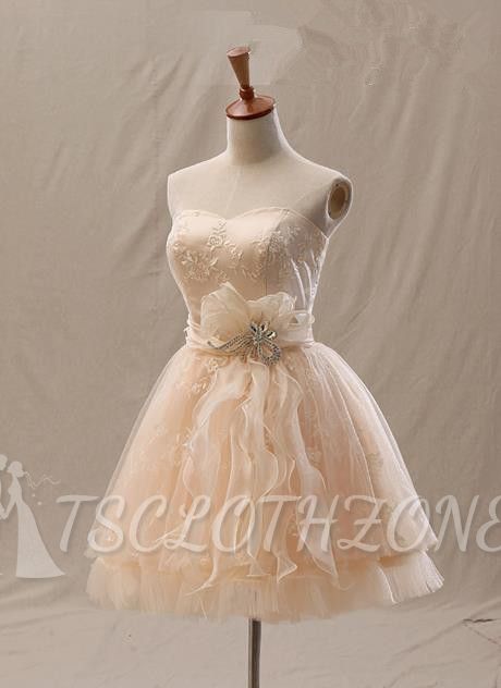 Sweetheart Champagne Lace Short Homecoming Dress Latest Tulle Plus Size Cocktail Dress
