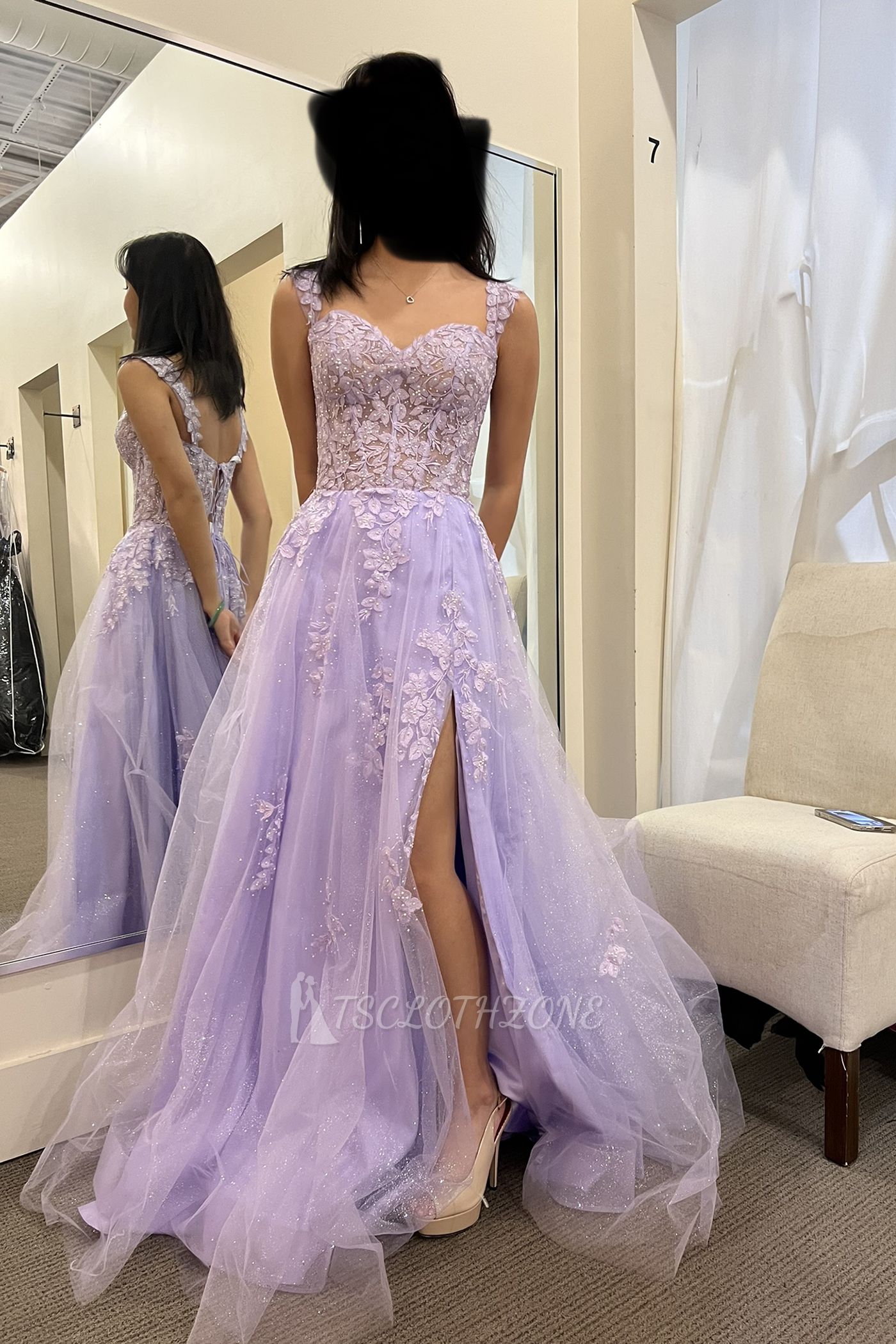Deigner Long Lace Side Slits Evening Dresses | Glitter prom dresses