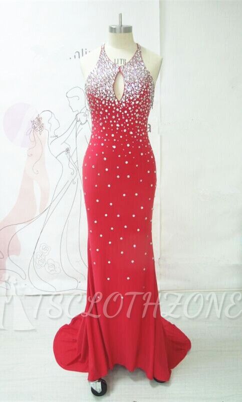 2022 Sexy Red Prom Dress Beadings Backless Mermaid Womens Evening Dress