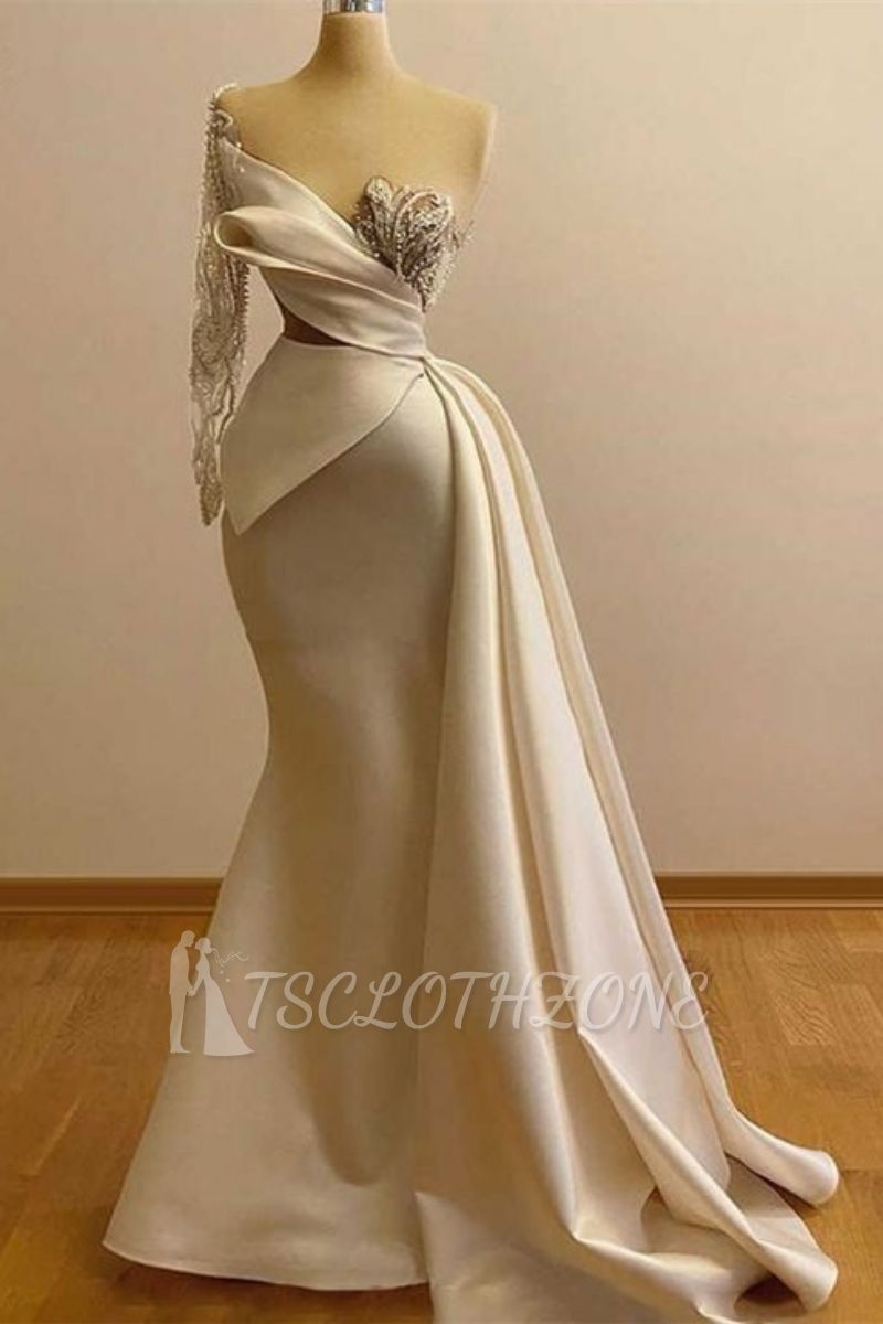 Elegant Satin One Shoulder Mermaid Floor Length Prom Gown ｜ Mermaid Prom dresses