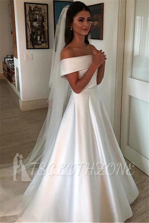 Elegant Off-the-Shoulder Wedding Dresses | Bowknot Ribbons Sleeveless Floral Bridal Gowns