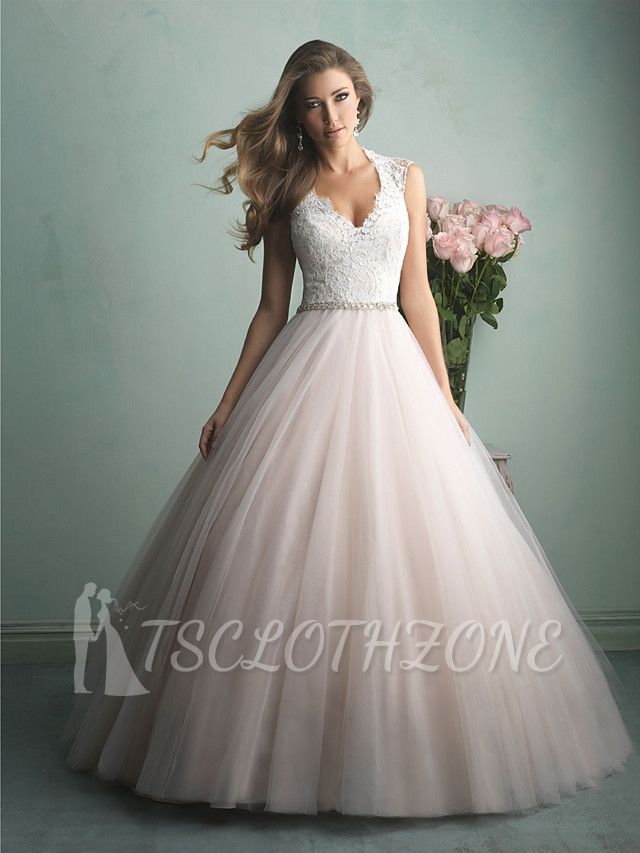 Romantic See-Through A-Line Wedding Dress V-neck Tulle Straps Sexy Backless Bridal Gowns Illusion Detail with Sweep Train