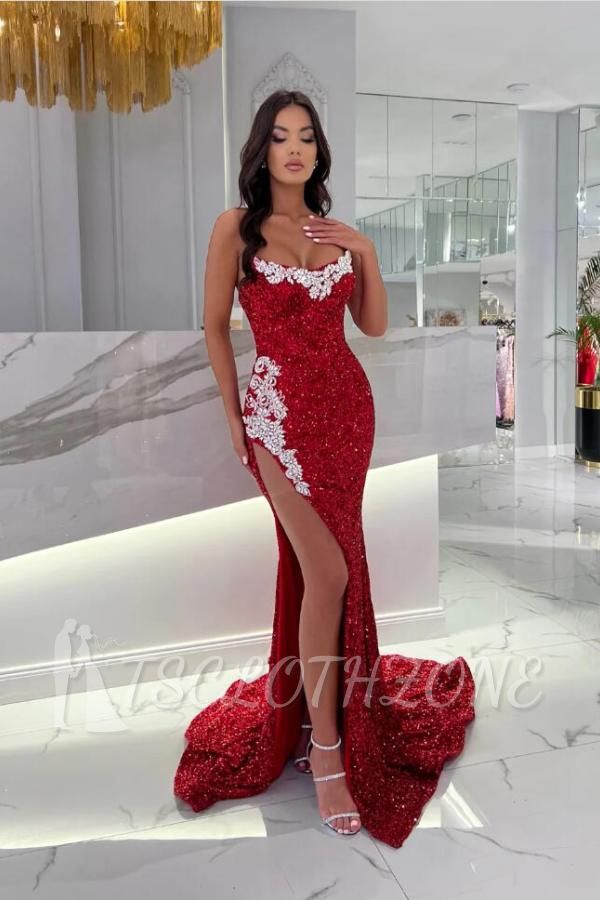 Red evening dresses long glitter | Simple prom dresses cheap