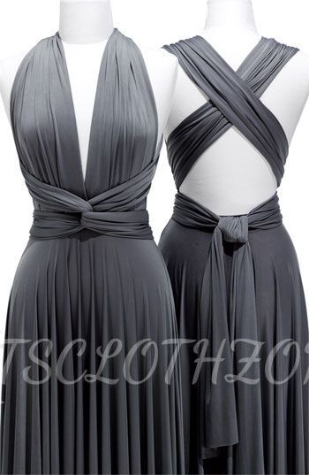 Deep V-Neck Gray Sexy Party Dress Crossed Back Satin 2022 Long Evening Dresses with Sash