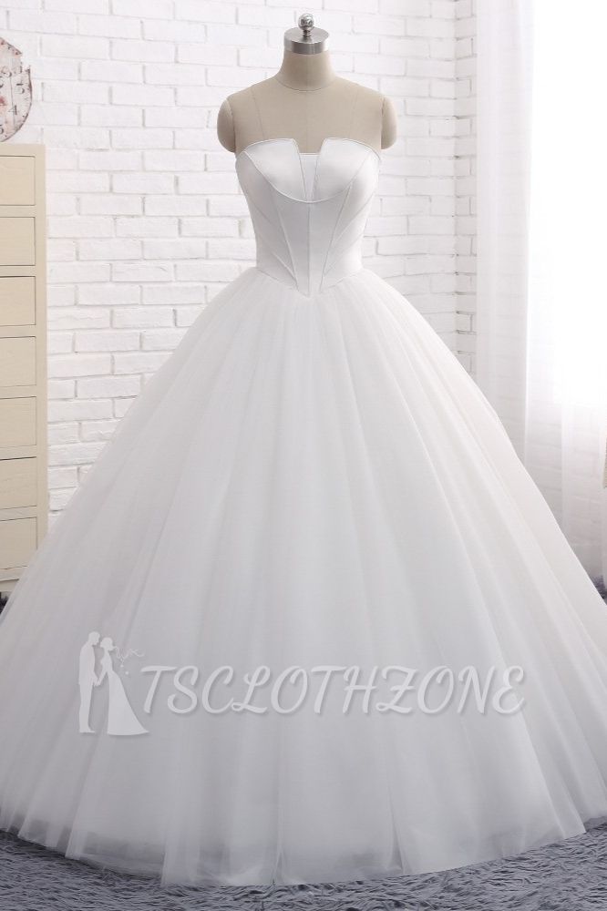 TsClothzone Chic Ball Gown Strapless White Tulle Wedding Dress Sleeveless Bridal Gowns On Sale
