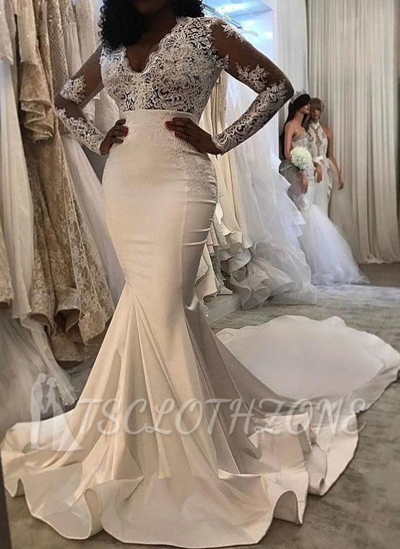 Sexy Lace Trumpet/ Mermaid Wedding Dresses | White Chic Wedding Dress