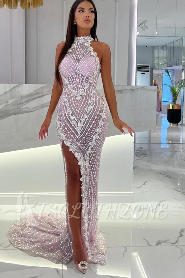 Designer evening dresses long glitter | Pink prom dresses