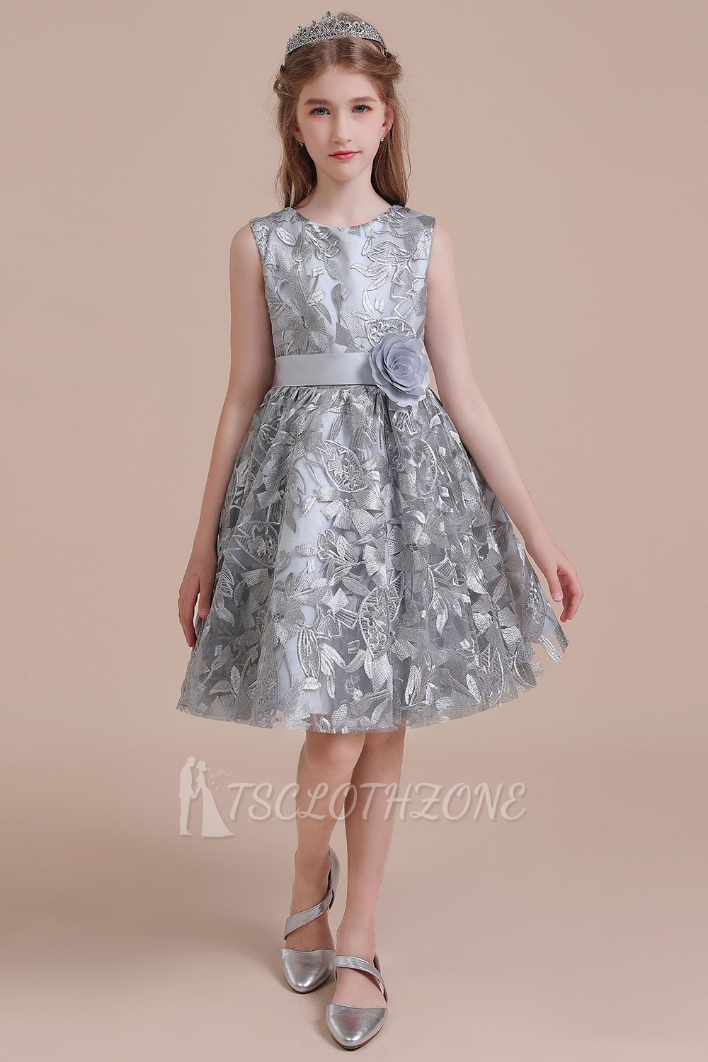 Spring A-line Tulle Flower Girl Dress | Bow Sleeveless Little Girls Pegeant Dress Online