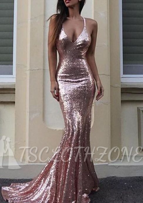 Gorgeous Sequins V-Neck Mermaid Sequins Prom Dress