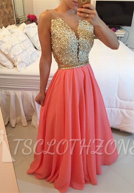 New Arrival A-Line Chiffon Prom Dress with Beadings Lace Floor Length Evening Dresses