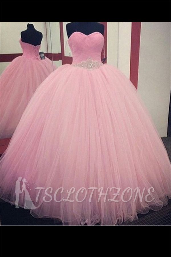 Pink Ball Gown Sweetheart Quinceanera Dress 2022 Princess Dress with Crystal Belt