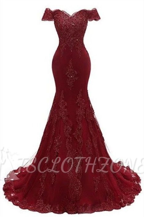 Gorgeous Burgundy Prom Dress | Mermaid Lace Evening Gowns
