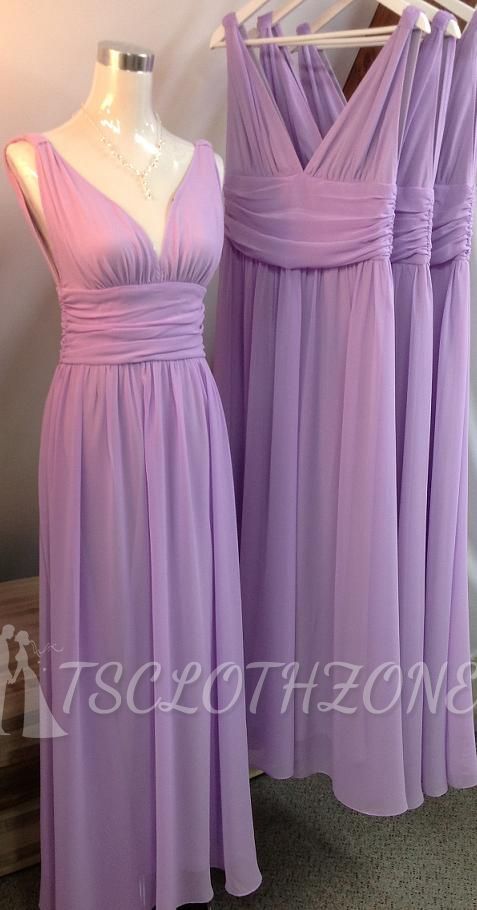 Lilac Chiffon Elegant Bridesmaid Dresses for Wedding 2022 V-neck Prom Dress