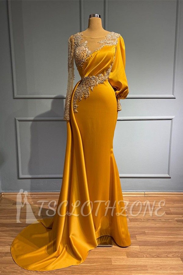 Gold Evening Dresses Long Glitter | prom dresses with sleeves