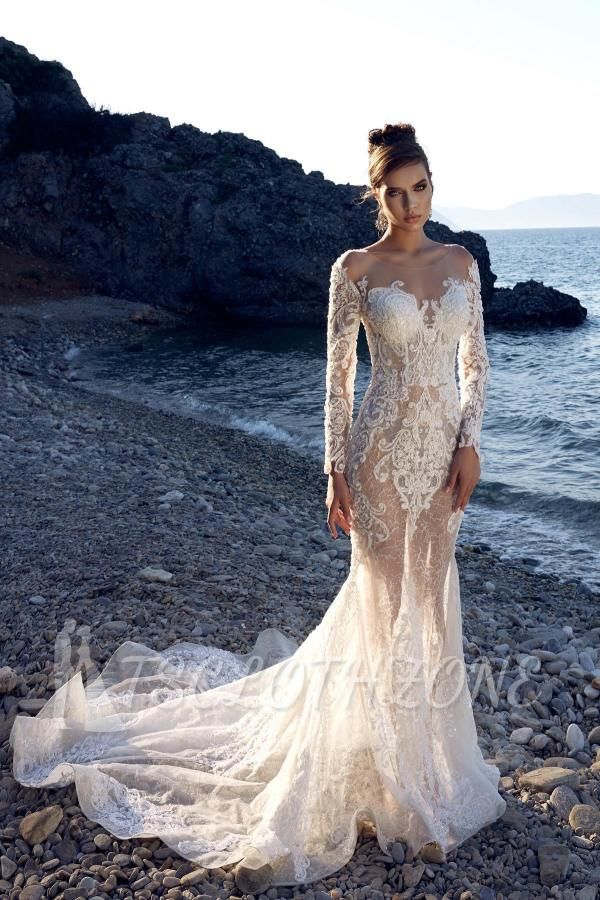 New wedding dresses mermaid lace | Wedding dresses with sleeves