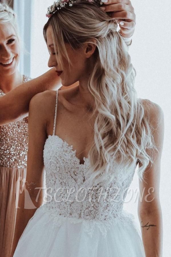 Simple Sweetheart Sleeveless A Linie Wedding Dresses With Lace