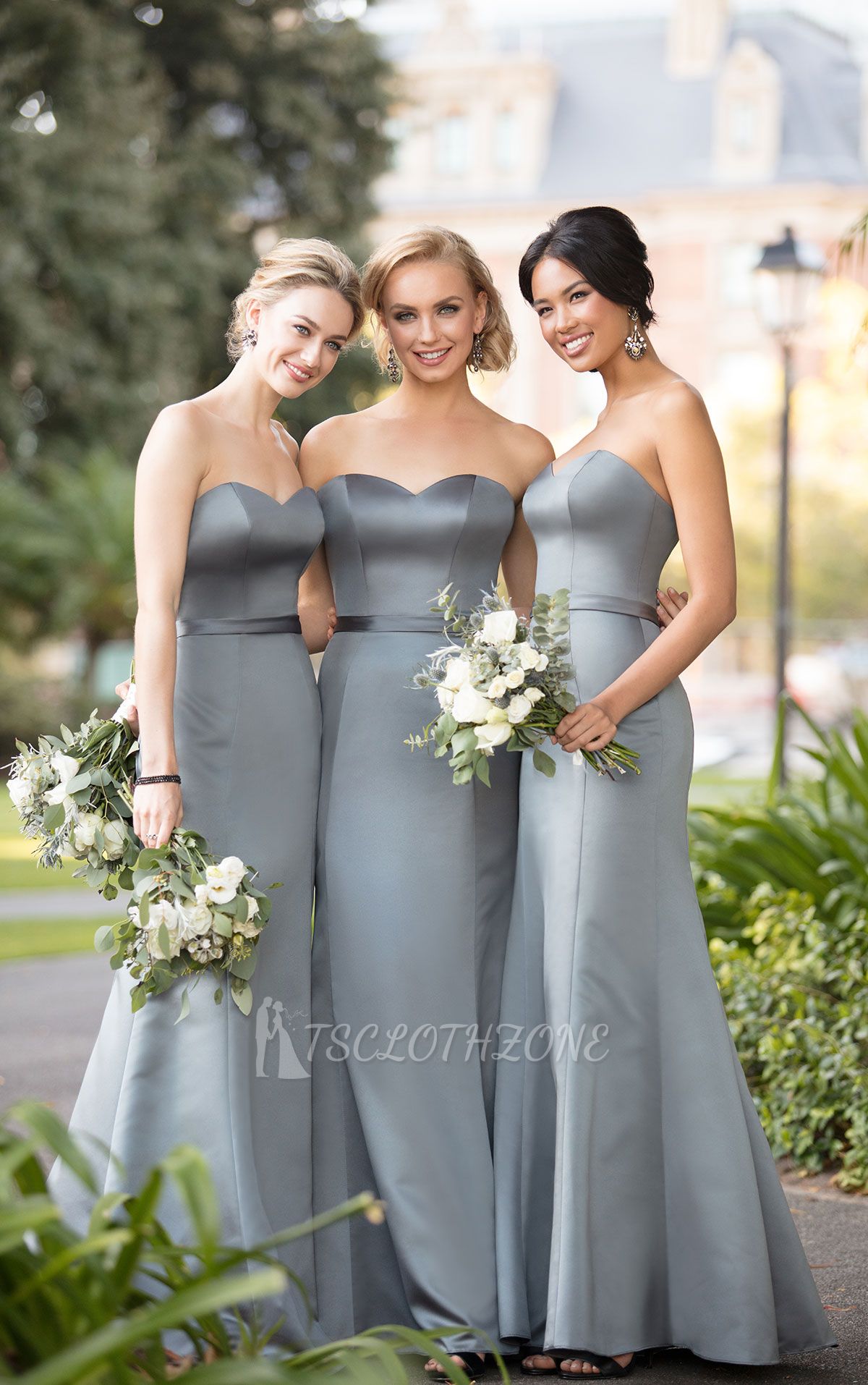 Elegantes ärmelloses Brautjungfernkleid aus Satin mit Herzausschnitt | Meerjungfrau-Abschlussballkleid