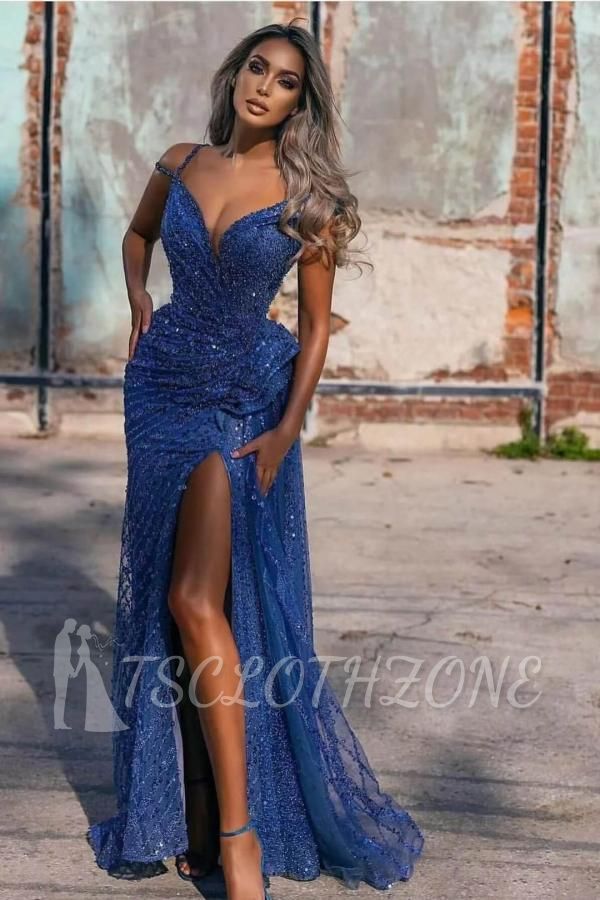 Royal Blue Evening Dresses Long Glitter | Prom dresses cheap