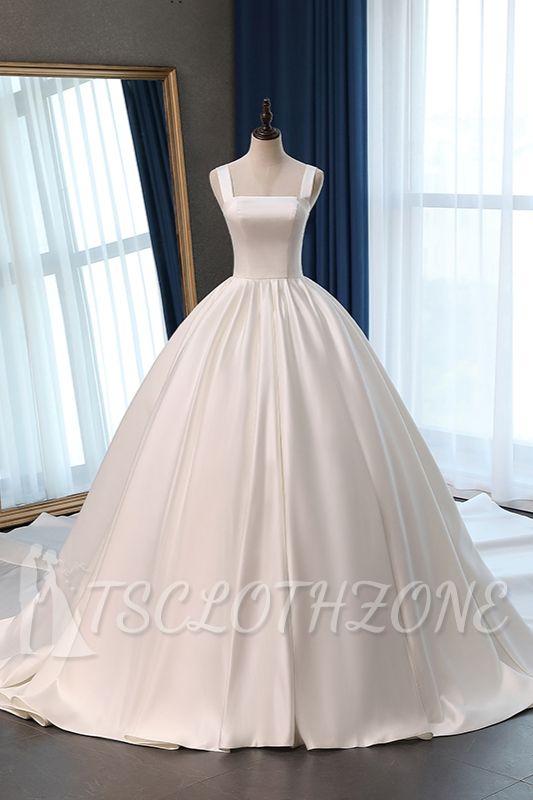 TsClothzone Elegant Ball Gown Straps Square-Neck Wedding Dress Ruffles Sleeveless Bridal Gowns Online