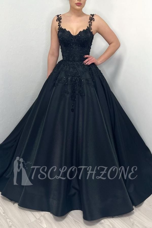 Designer Wedding Dresses A Line With Lace | Satin wedding dresses black