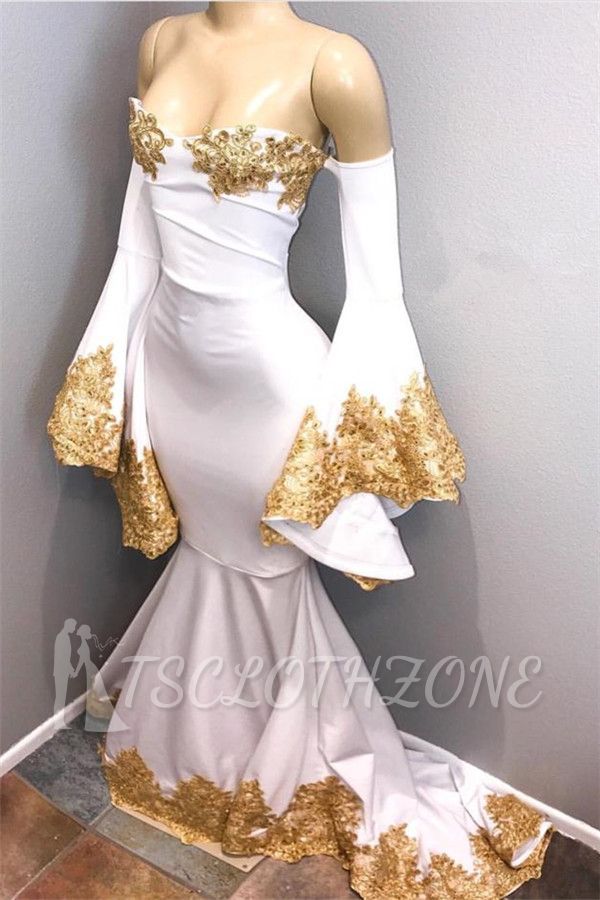 2022 Sweetheart Mermaid Prom Dresses | Long Sleeves Appliques Evening Dresses mq0