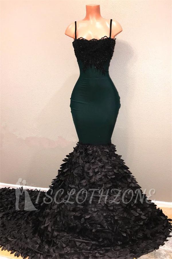 2022 Mermaid Prom Dresses | Spaghetti Straps Sweep Train Evening Dresses