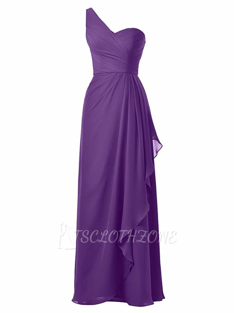 One Shoulder Asymmetrical Chiffon Purple Bridesmaid Dress