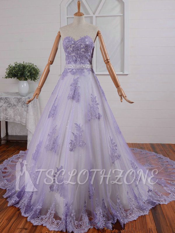 New Arrival Sweetheart Lace Applique Wedding Dress Latest Crystal Custom Made Bridal Gowns