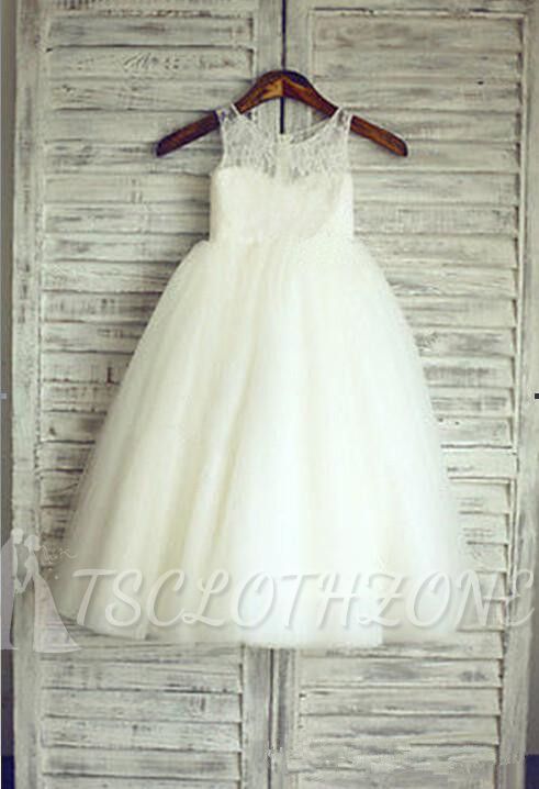 Cheap Lace Short Sleeve 2022 Flower Girl Dress A-Line Tulle Sleeve Wedding Dress