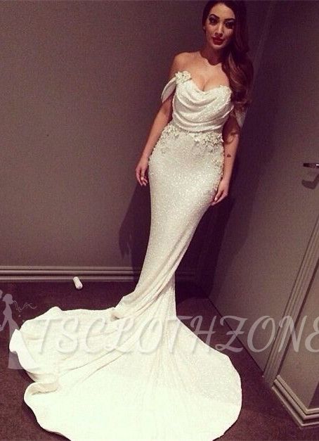 Glitz Off-the-Shoulder Sequins Prom Dresses Mermaid Floor Length