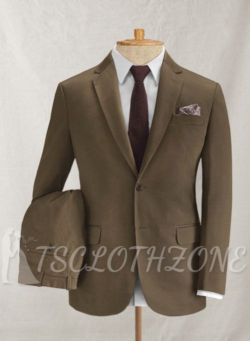 Summer dark brown suit notched lapel suit | two-piece suit