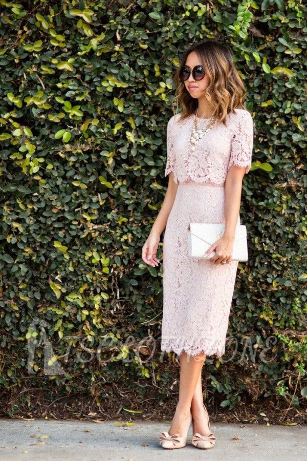 Pink Column 1/2 Sleeve Summer Homecoming Dress Online