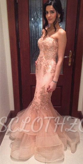 Sexy Mermaid Applique Floor Length Evening Dress Latest Plus Size Formal Occasion Gowns