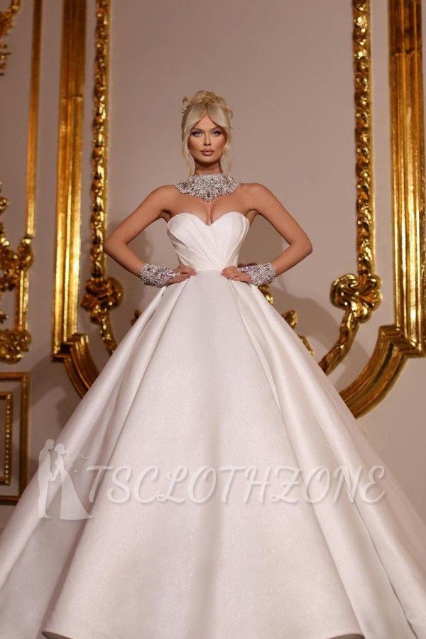 Designer-Brautkleider aus Satin | Prinzessinnen-Hochzeitskleid mit Glitzer